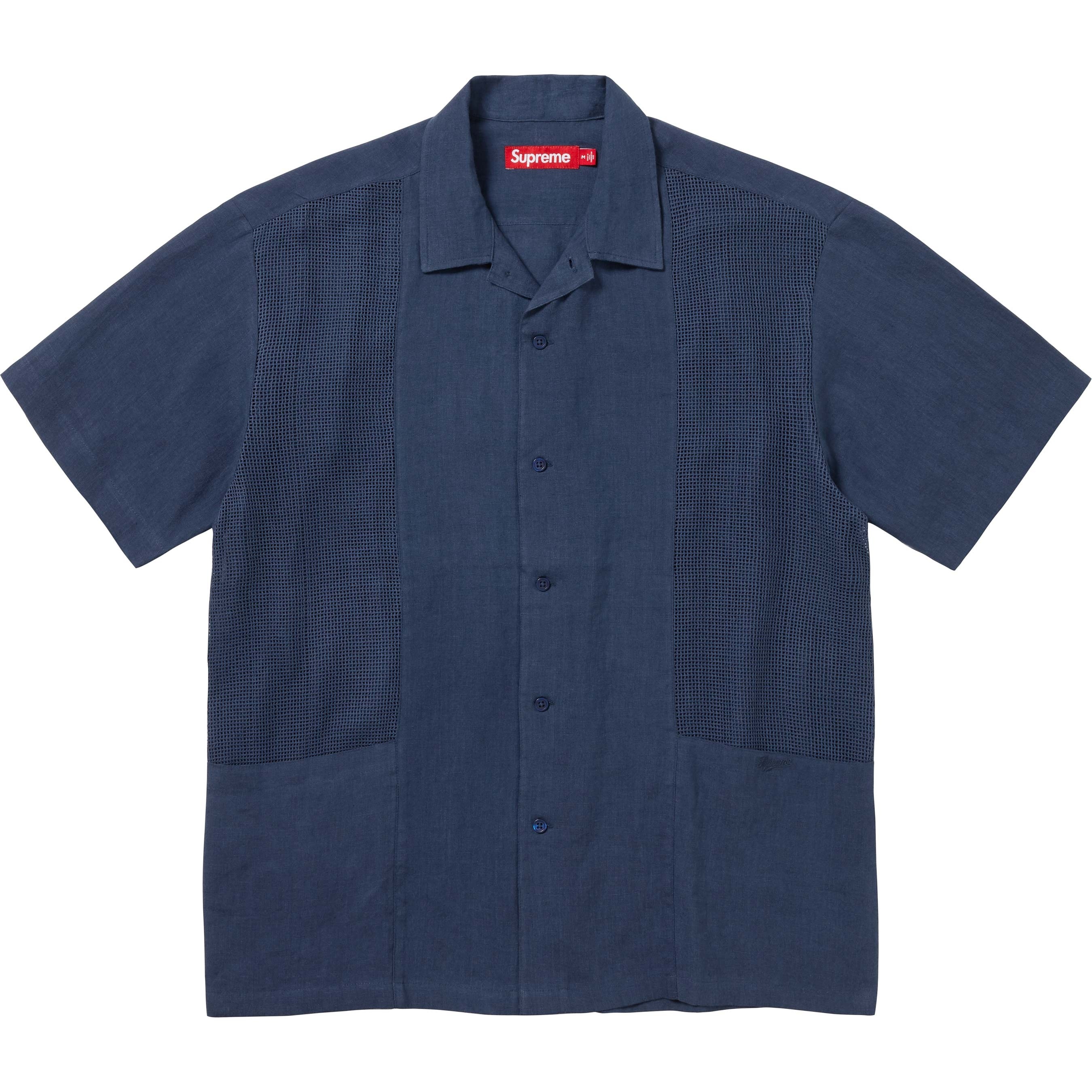 Mesh Panel Linen S/S Shirt view 4